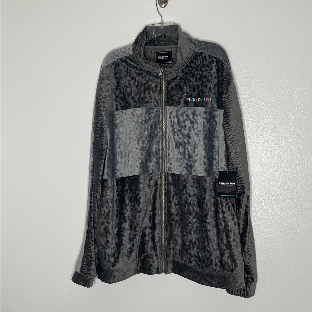 Pink Dolphin Velour Wave Limited Edition Grey Full Zip Track Jacket Size XXL New